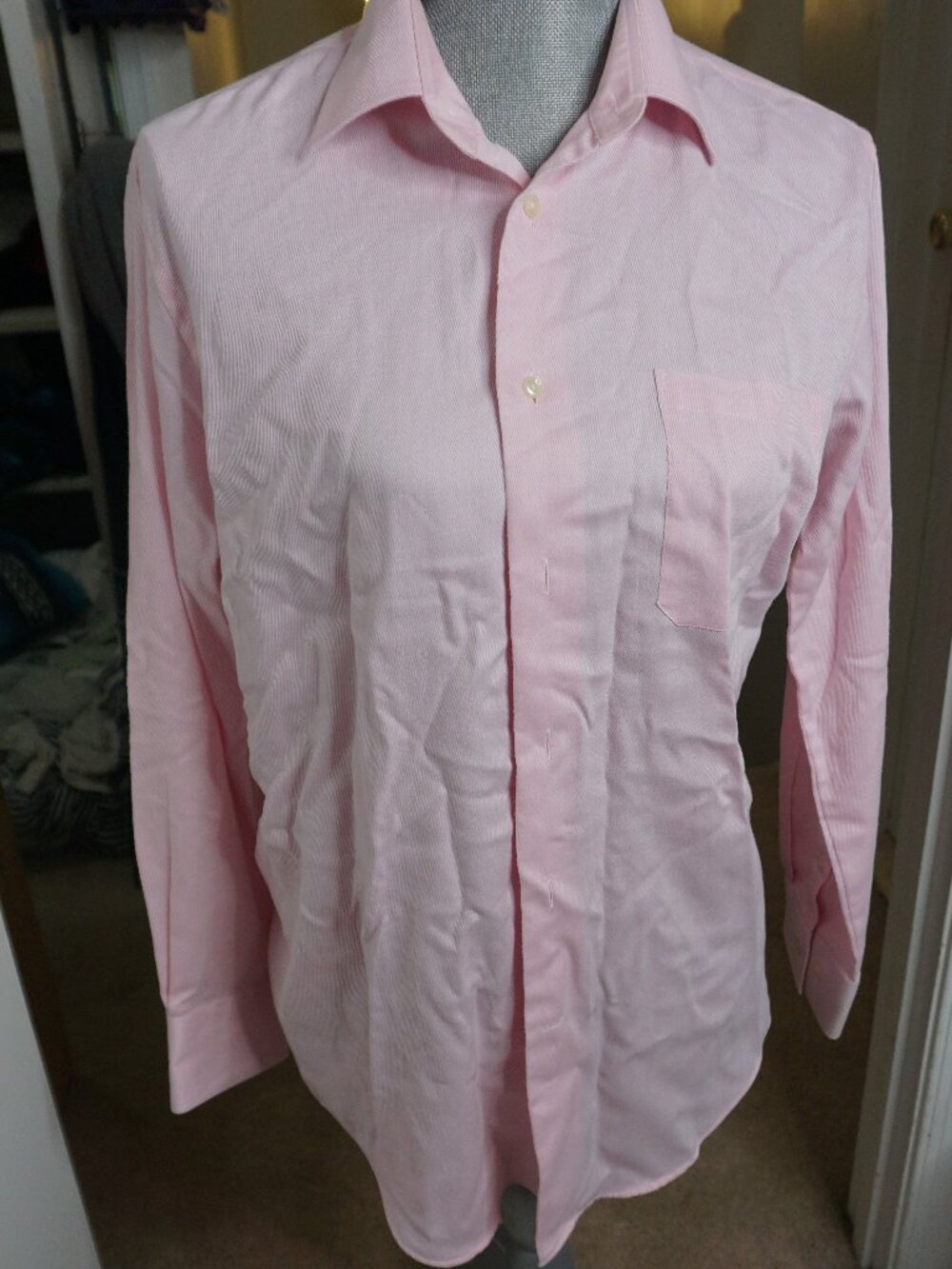 Moda Ritorno Pink "Super Easy Iron" Long Sleeve Dress Shirt - Men's M 15.5" 31.5